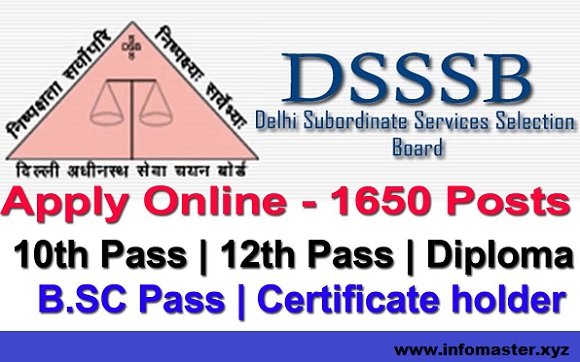 DSSSB Recruitment 2018 |  Apply online | 1650 Multiple Posts